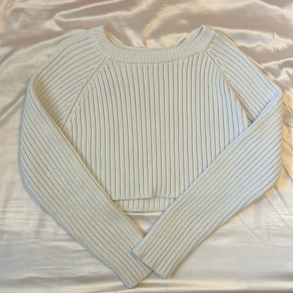 Women’s Cropped White Sweater Size Small